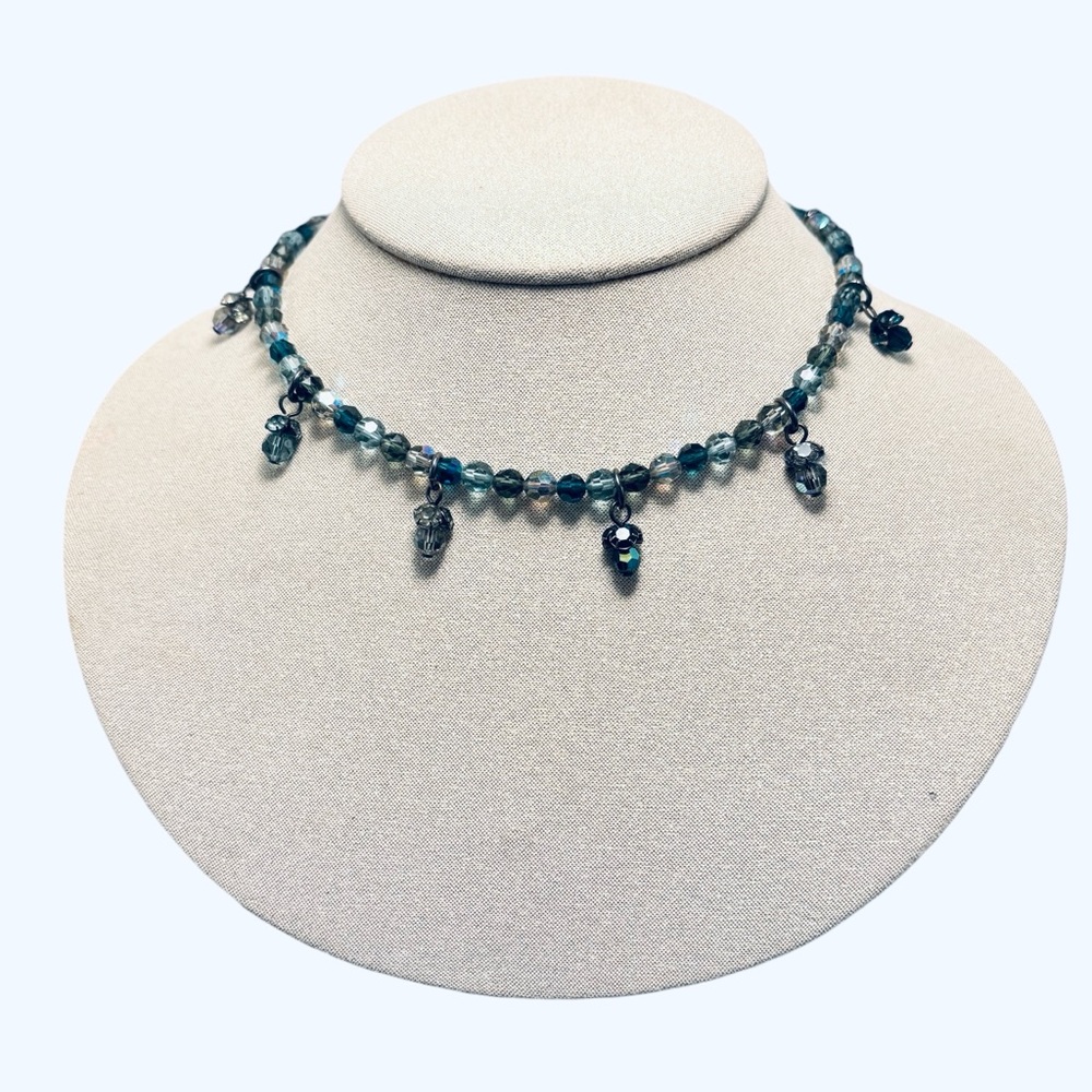 Blue Swarovski Crystal Beaded Choker necklace